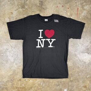 Vtg I Love NY 9/11 Tribute T-Shirt Black Men's Large 2001 USA‎ Flag Graphic Tee